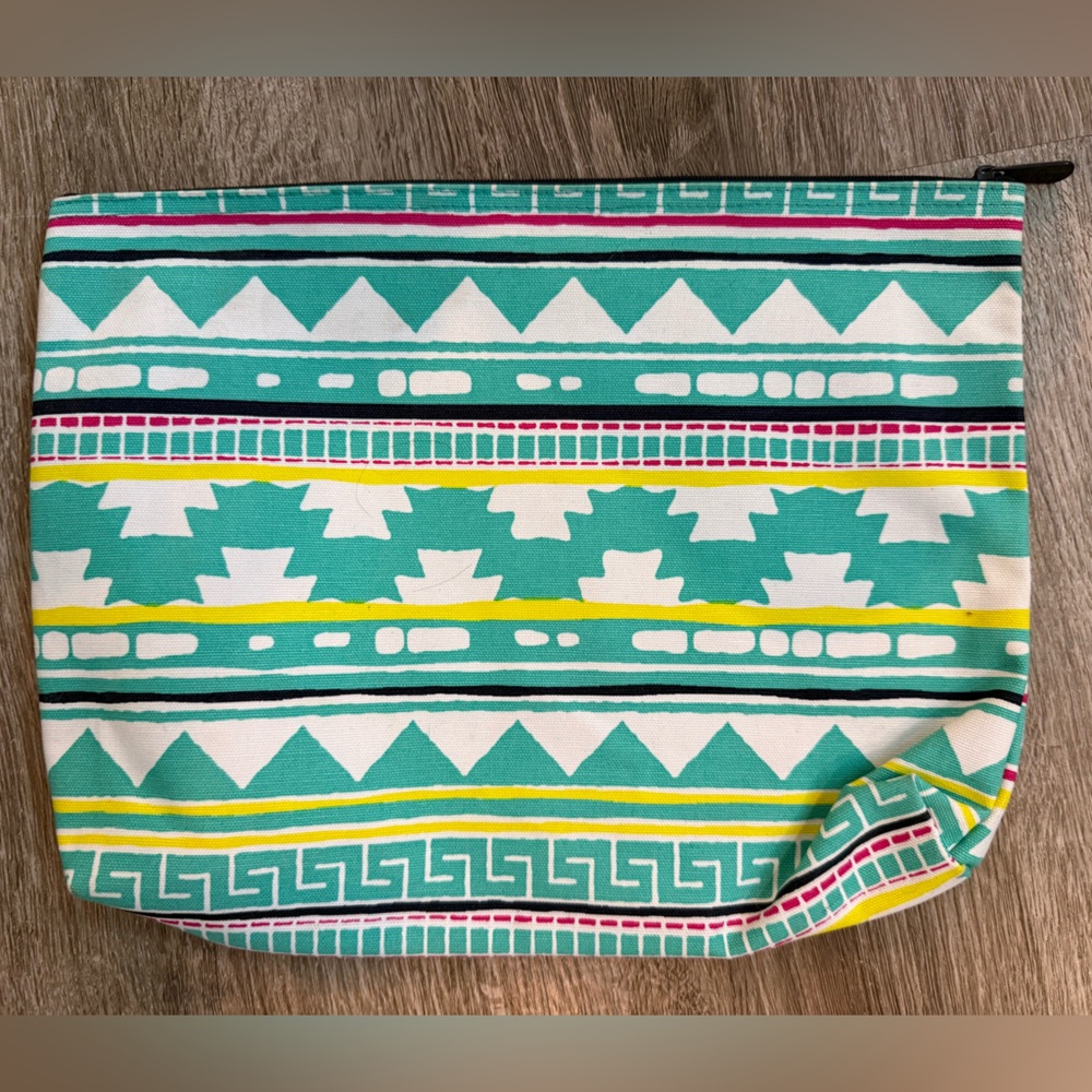 Thirty-One Teal and Yellow Patterned Pouch - Picture 1 of 1